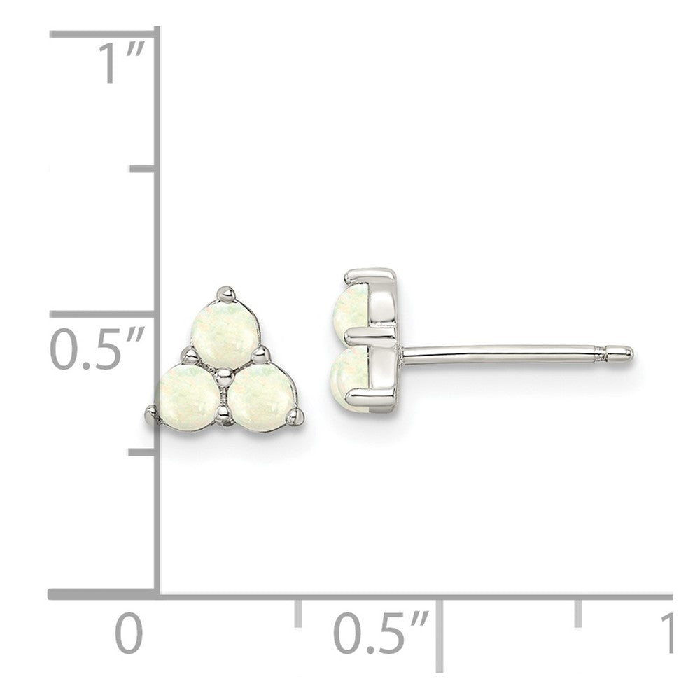 FJC Finejewelers 925 Sterling Silver Button Rhod-plated Created Opal Cluster Post Earrings 6 x 7 mm