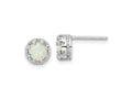 FJC Finejewelers 925 Sterling Silver Button Rhodium Plated Polished Created Opal Post Earrings 7 x 7 mm
