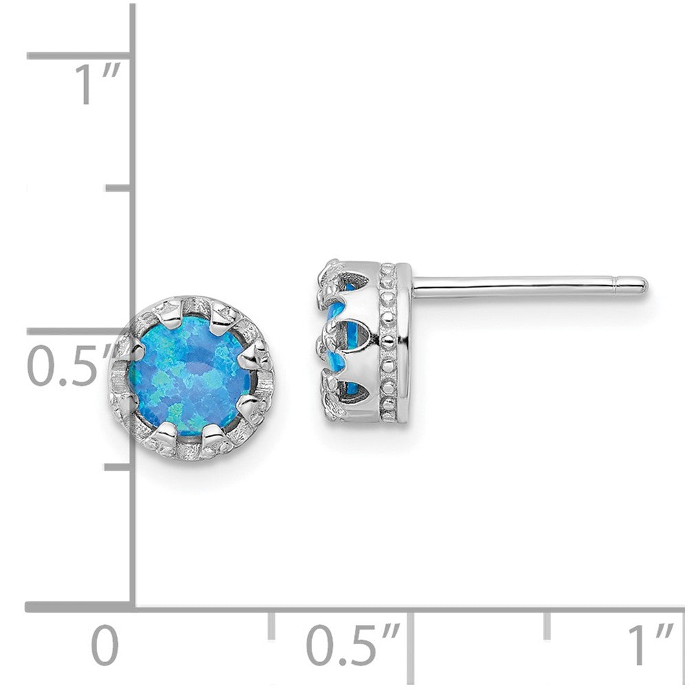 FJC Finejewelers 925 Sterling Silver Button  Polished Blue Created Opal Post Earrings 7 x 7 mm