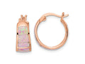 FJC Finejewelers 925 Sterling Silver Rose-tone Polished Pink Created Opal Inlay Hoop Earrings 17 x 16 mm