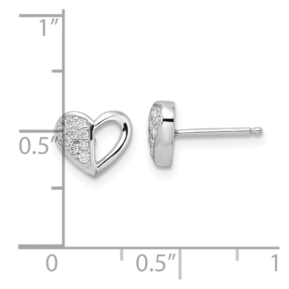 FJC Finejewelers 925 Sterling Silver Button Rhodium Plated CZ Heart Post Earrings 7 x 9 mm