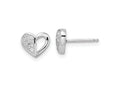 FJC Finejewelers 925 Sterling Silver Button Rhodium Plated CZ Heart Post Earrings 7 x 9 mm