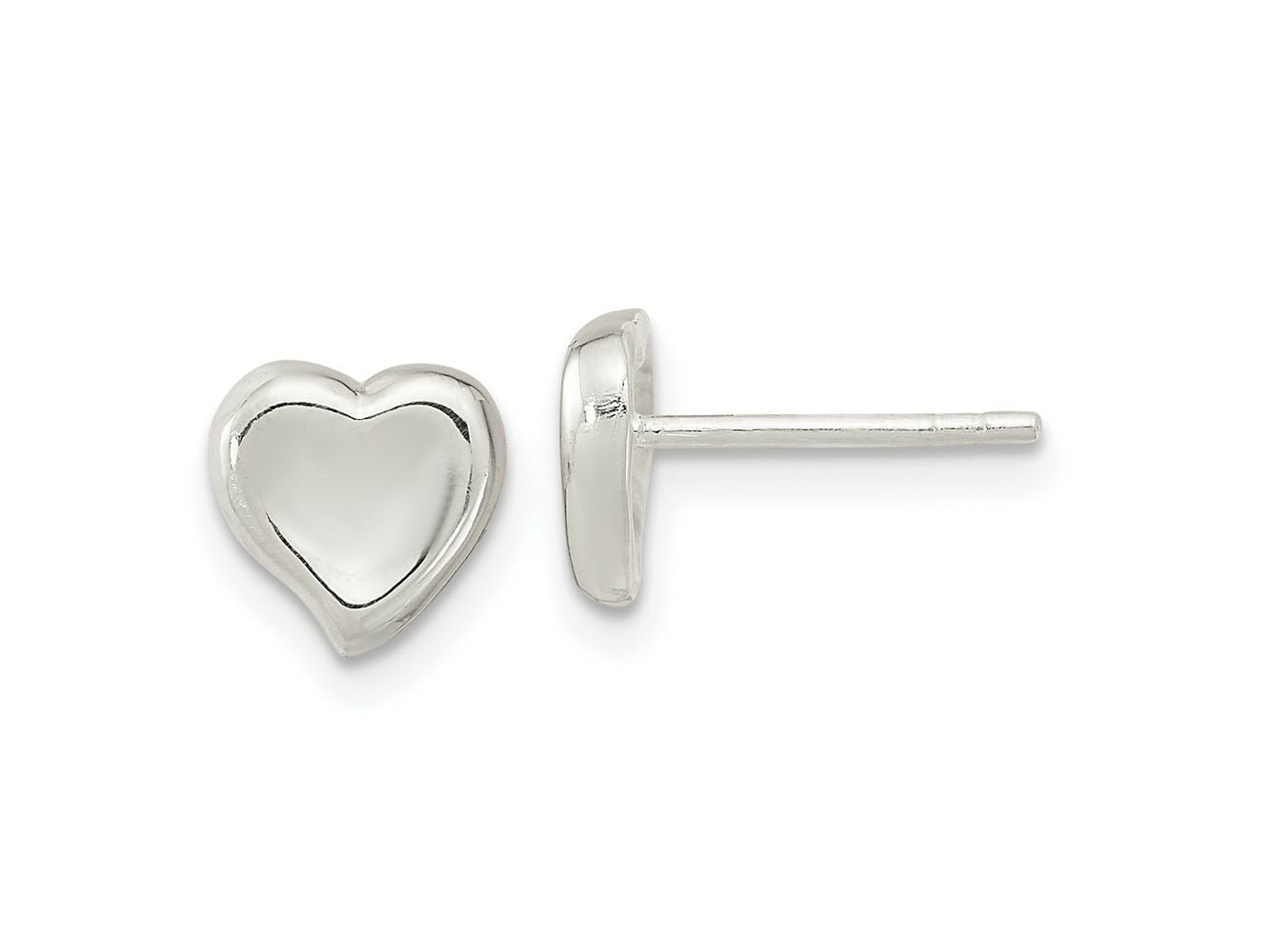 FJC Finejewelers 925 Sterling Silver Button Polished Puffed Heart Post Earrings 7 x 7 mm