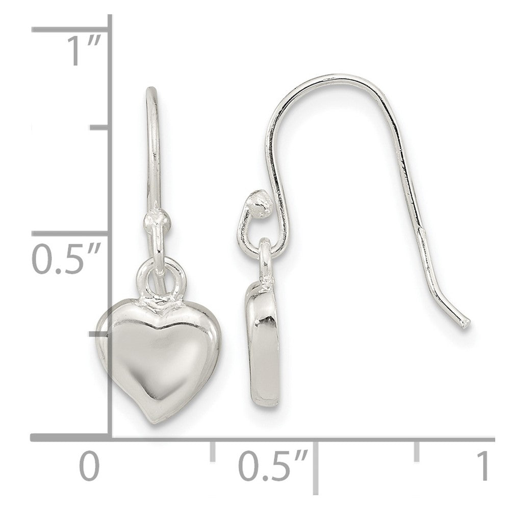 FJC Finejewelers 925 Sterling Silver Polished Heart Dangle Shephard Hook Earrings 22 x 7 mm
