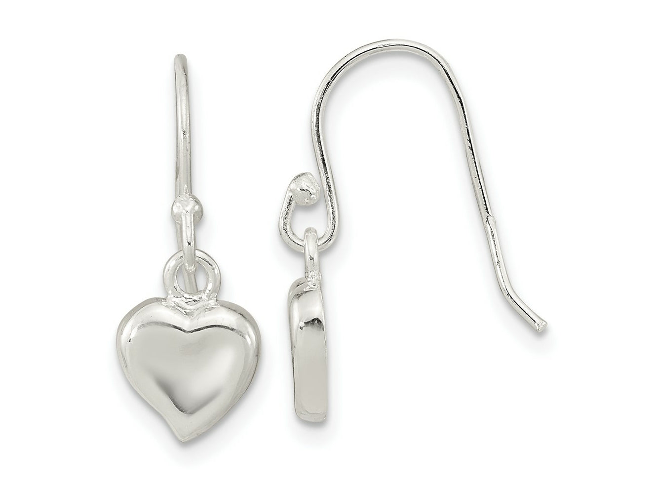 FJC Finejewelers 925 Sterling Silver Polished Heart Dangle Shephard Hook Earrings 22 x 7 mm
