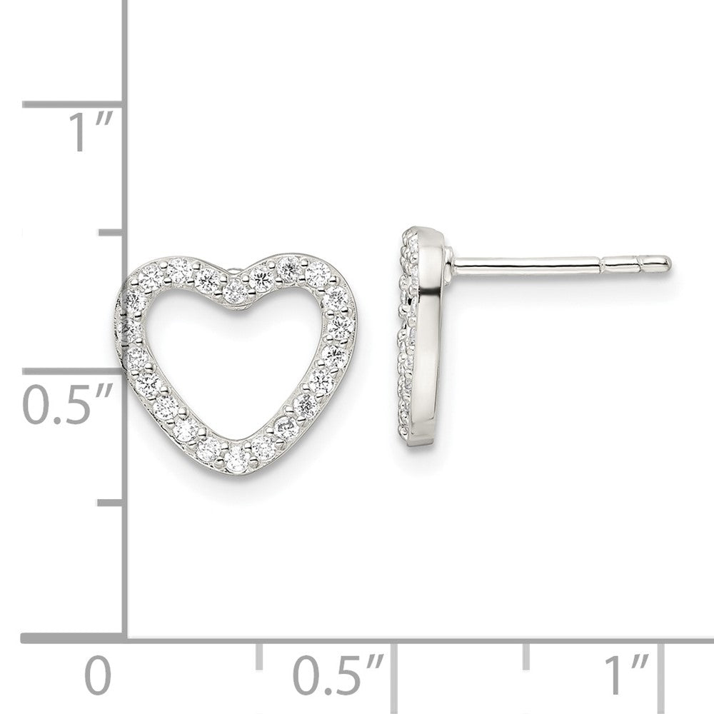 FJC Finejewelers 925 Sterling Silver Button CZ Heart Post Earrings 10 x 11 mm