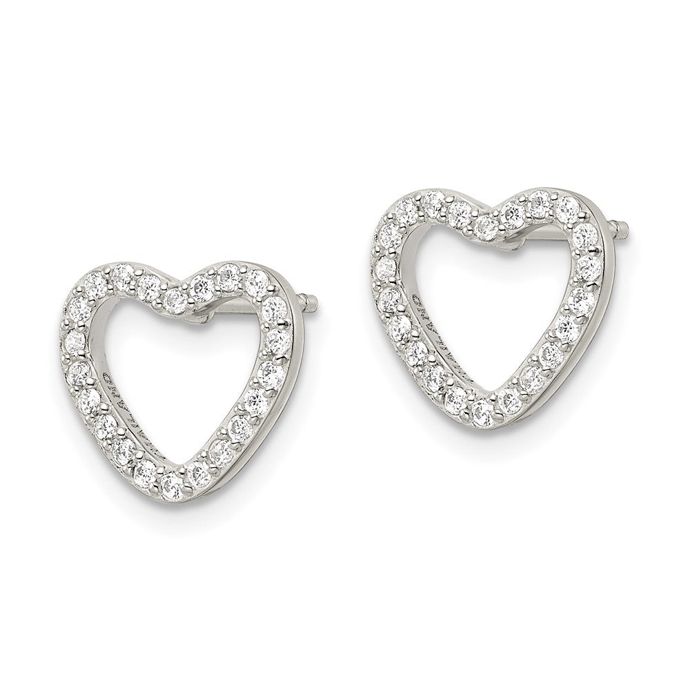 FJC Finejewelers 925 Sterling Silver Button CZ Heart Post Earrings 10 x 11 mm