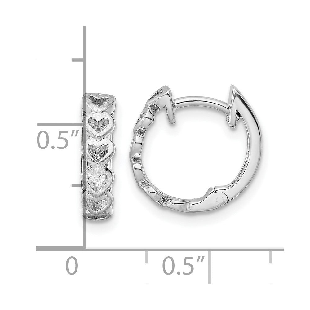 FJC Finejewelers 925 Sterling Silver Matt and Polished Finish Heart Hoop Earrings 11 x 13 mm