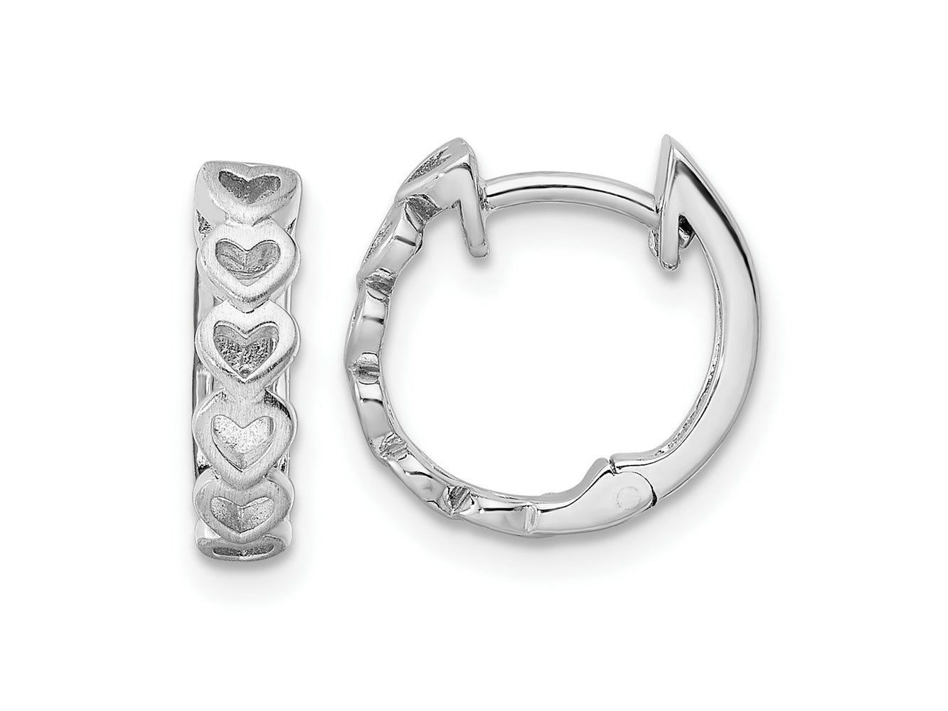 FJC Finejewelers 925 Sterling Silver Matt and Polished Finish Heart Hoop Earrings 11 x 13 mm