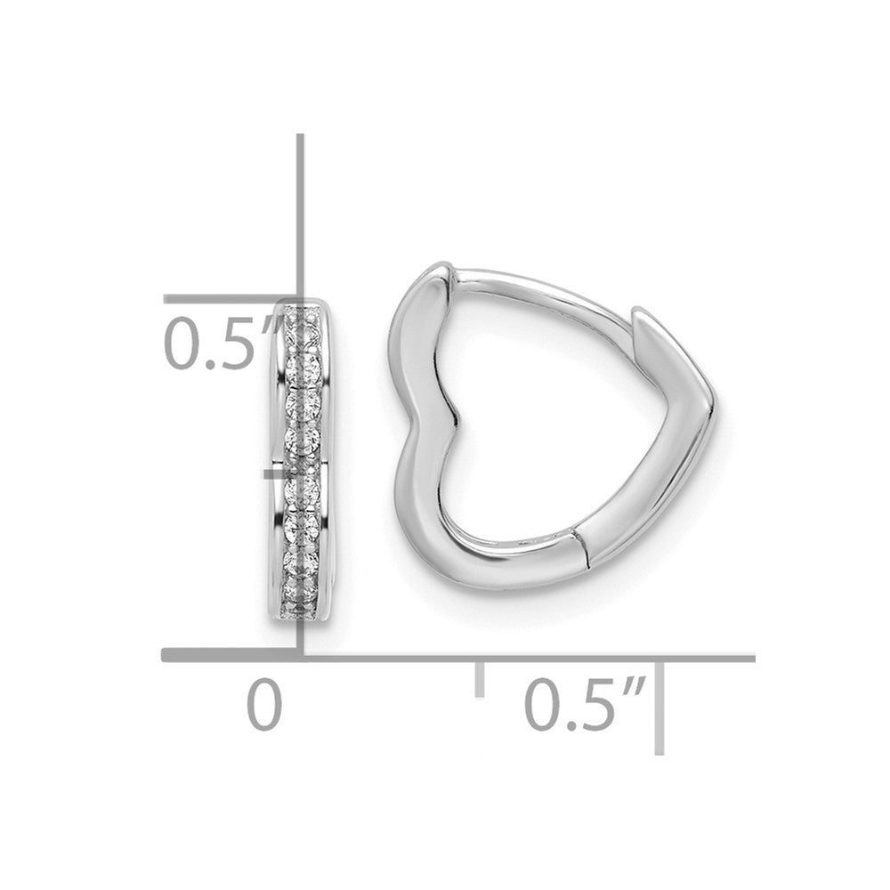 FJC Finejewelers 925 Sterling Silver Polished Rhodium Plated CZ Heart Shaped Hoop Earrings 12 x 11 mm