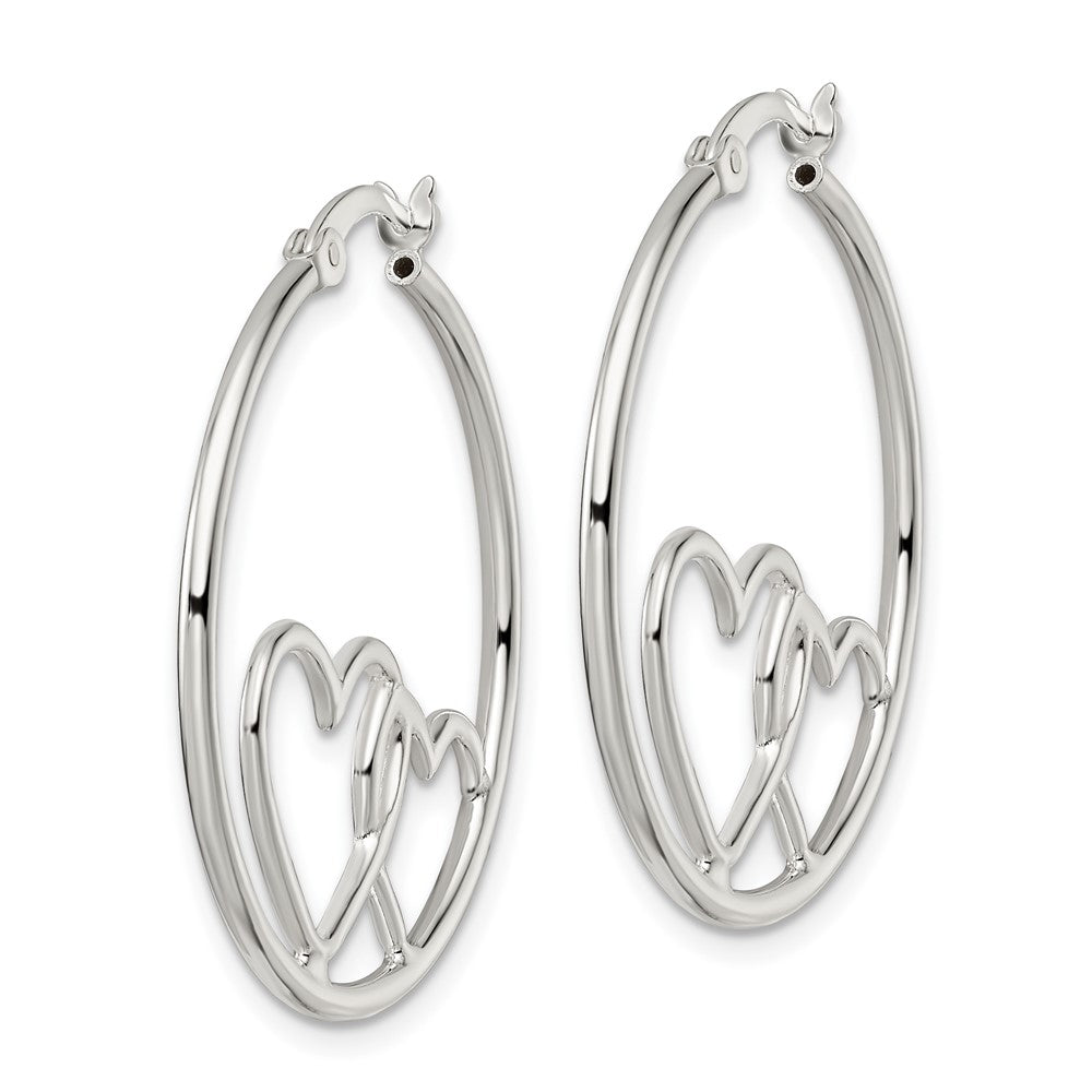 FJC Finejewelers 925 Sterling Silver Hearts Round 1.5x30mm Hoop Earrings 32 mm x 29 mm