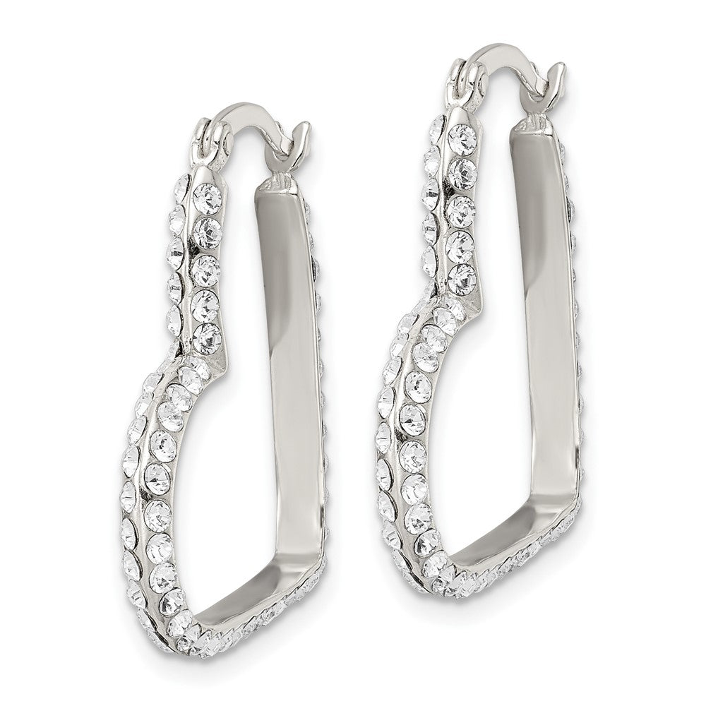 FJC Finejewelers 925 Sterling Silver CZ Heart Hoop Earrings 28 x 24 mm