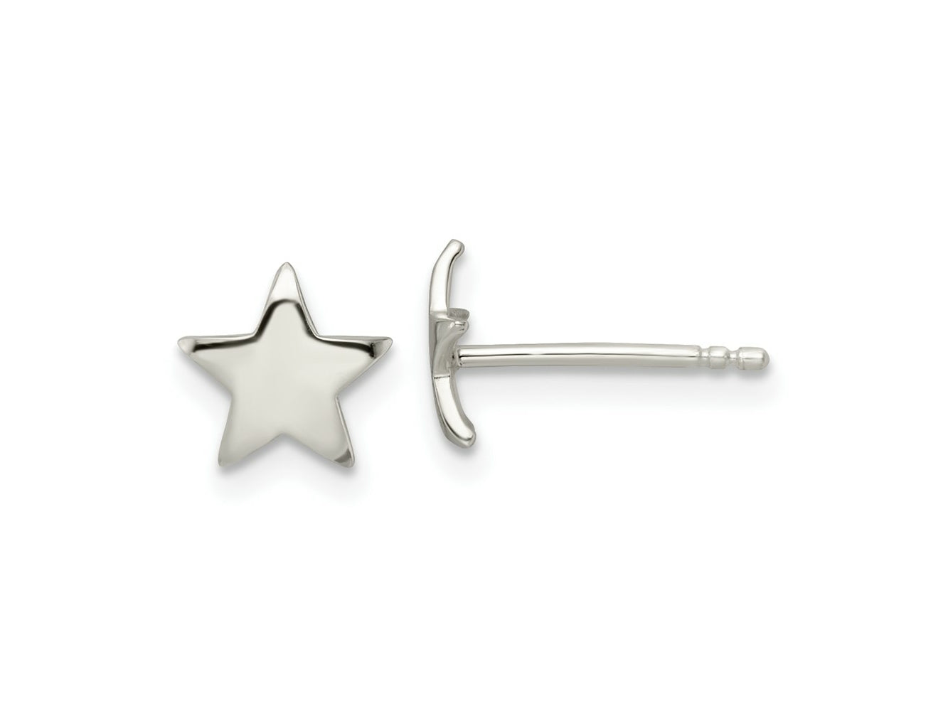 FJC Finejewelers 925 Sterling Silver Button Polished Star Post Earrings 7 x 8 mm