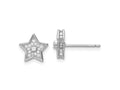 FJC Finejewelers 925 Sterling Silver Button Polished Rhodium Plated CZ Star Post Earrings 9 x 9 mm