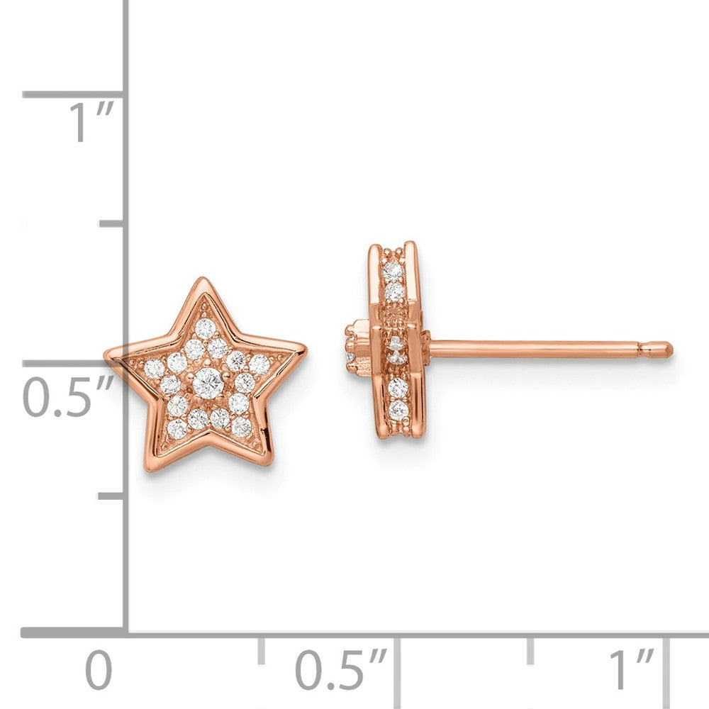 FJC Finejewelers 925 Sterling Silver Button Polished Rose-tone CZ Star Post Earrings 9 x 9 mm