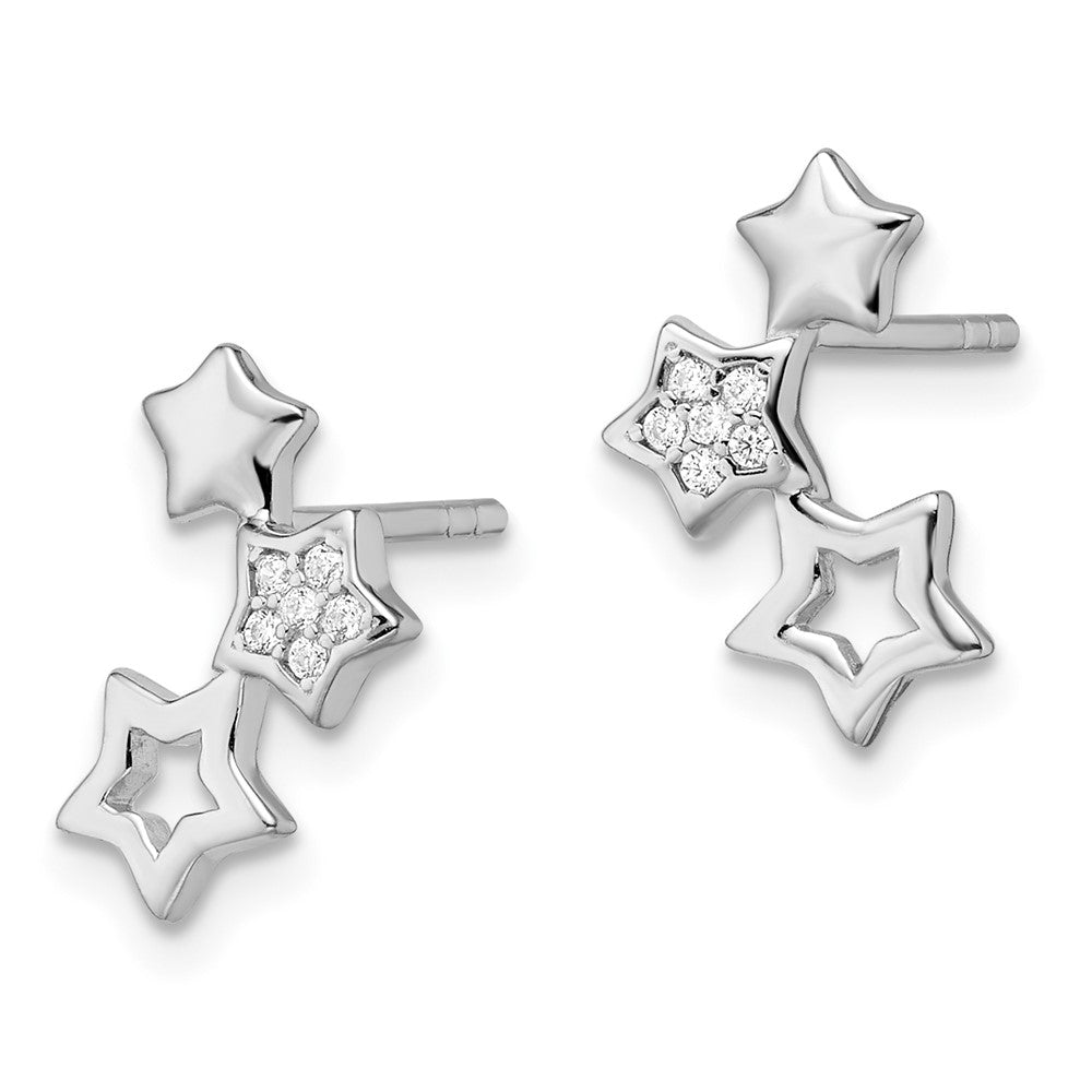 FJC Finejewelers 925 Sterling Silver Button Rhodium Plated Polished CZ Star Post Earrings 13 x 8 mm