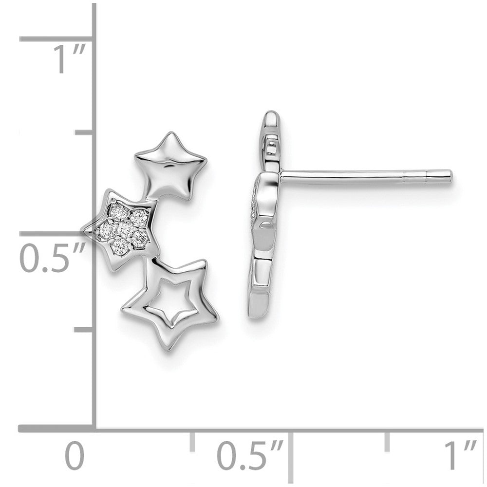 FJC Finejewelers 925 Sterling Silver Button Rhodium Plated Polished CZ Star Post Earrings 13 x 8 mm