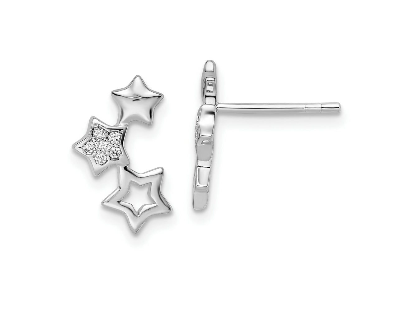 FJC Finejewelers 925 Sterling Silver Button Rhodium Plated Polished CZ Star Post Earrings 13 x 8 mm