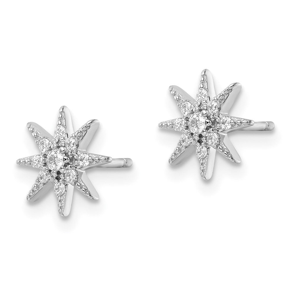 FJC Finejewelers 925 Sterling Silver Button Rhodium Plated Polished CZ Star Post Earrings 9 x 9 mm
