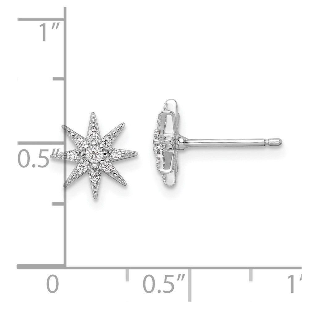 FJC Finejewelers 925 Sterling Silver Button Rhodium Plated Polished CZ Star Post Earrings 9 x 9 mm