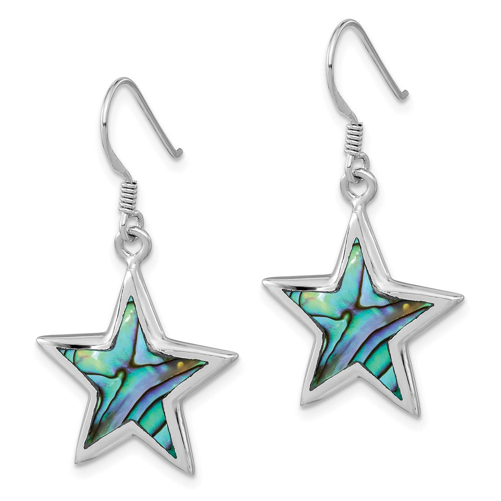 FJC Finejewelers 925 Sterling Silver Rhodium Plated Polished Abalone Star Dangle Earrings 36 x 19 mm
