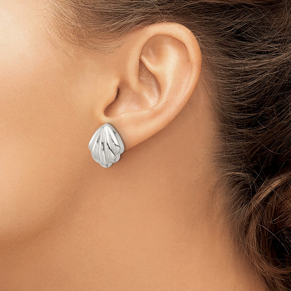 FJC Finejewelers 925 Sterling Silver Button Polished Shell Post Earrings 7 x 6 mm