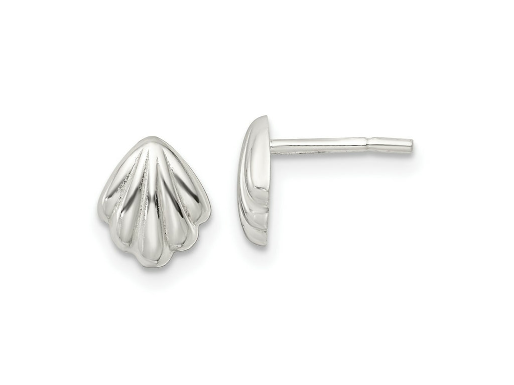 FJC Finejewelers 925 Sterling Silver Button Polished Shell Post Earrings 7 x 6 mm