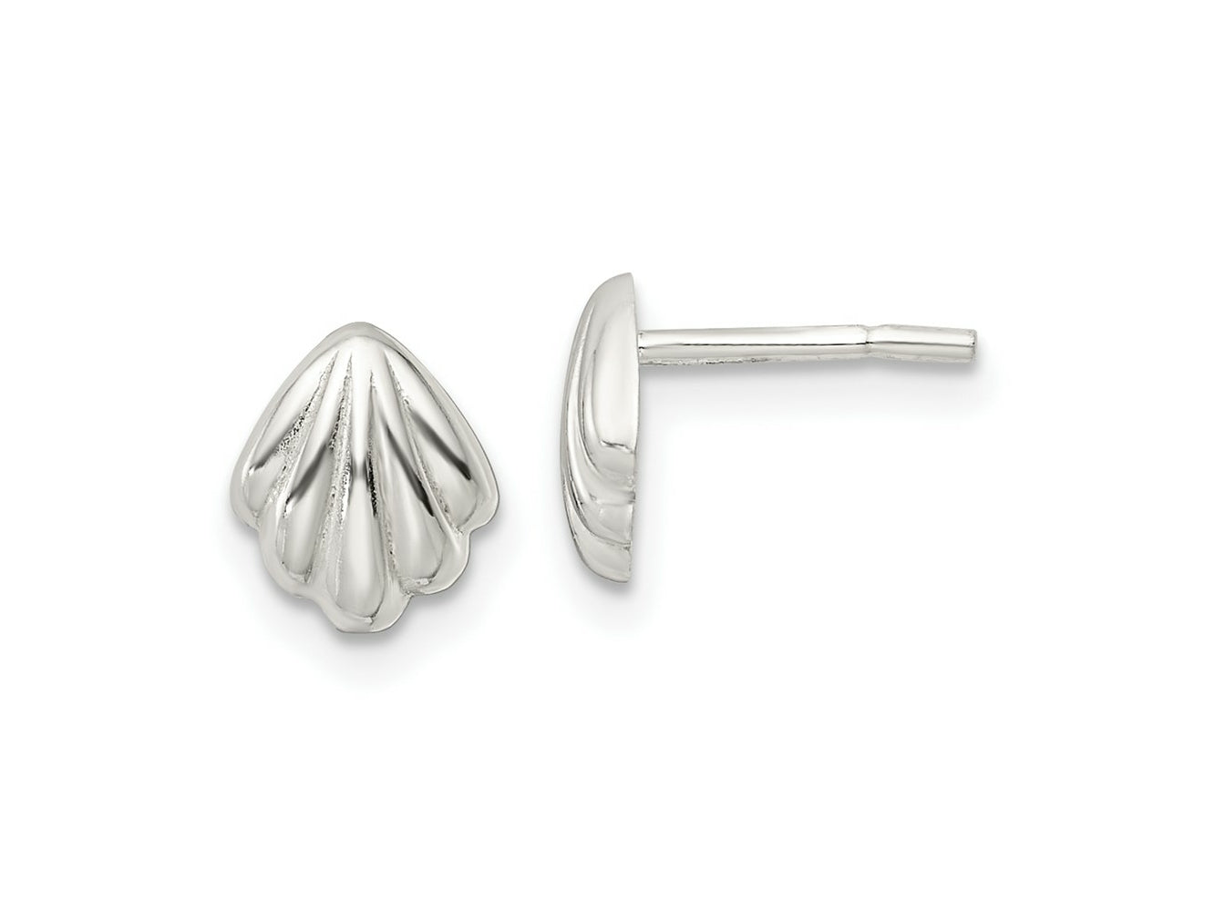 FJC Finejewelers 925 Sterling Silver Button Polished Shell Post Earrings 7 x 6 mm