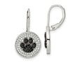FJC Finejewelers 925 Sterling Silver Dangle  Polished CZ Paw Print Leverback Earrings 24 x 13 mm