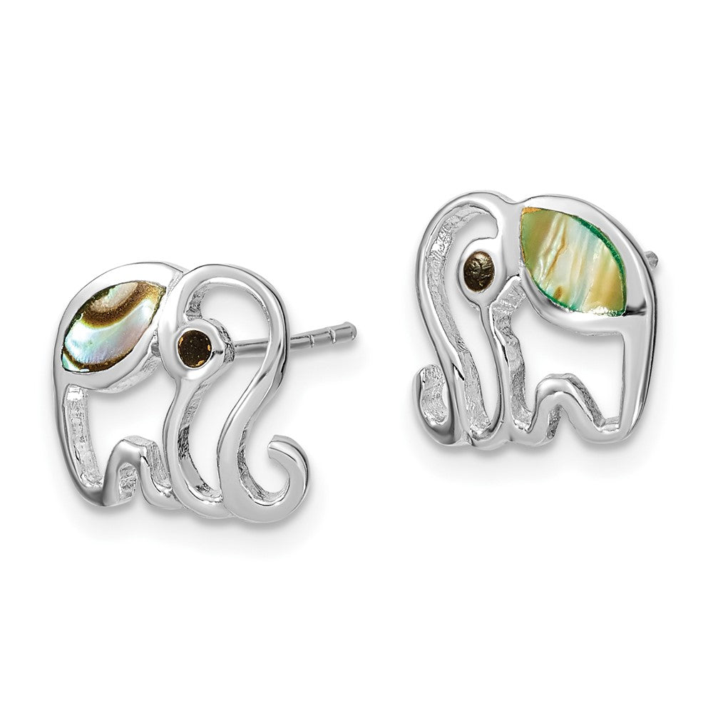 FJC Finejewelers 925 Sterling Silver Button Rhodium Plated Abalone Elephant Post Earrings 10 x 11 mm