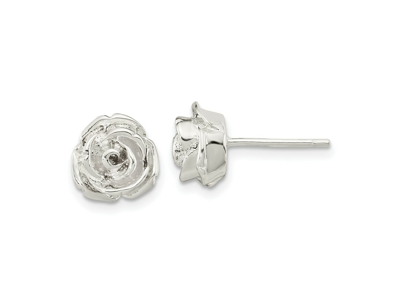FJC Finejewelers 925 Sterling Silver Button Polished Rose Post Earrings 8 x 9 mm
