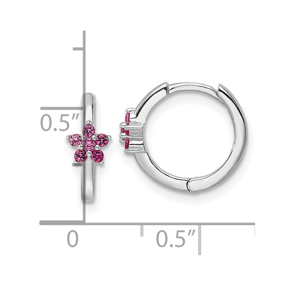 FJC Finejewelers 925 Sterling Silver Hoop Rhodium Plated Polished Dark Pink CZ Earrings 12 x 13 mm