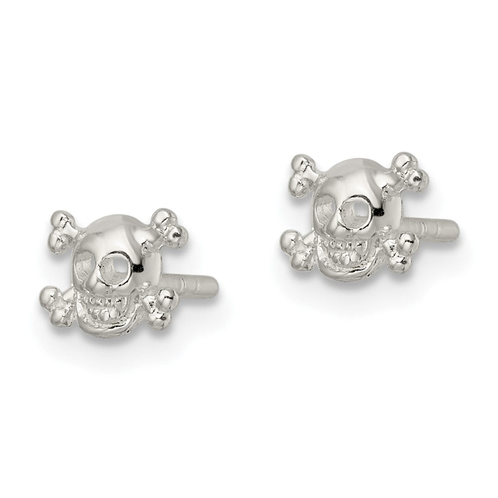 FJC Finejewelers 925 Sterling Silver Button Polished Skull and Crossbones Post Earrings 5 x 6 mm