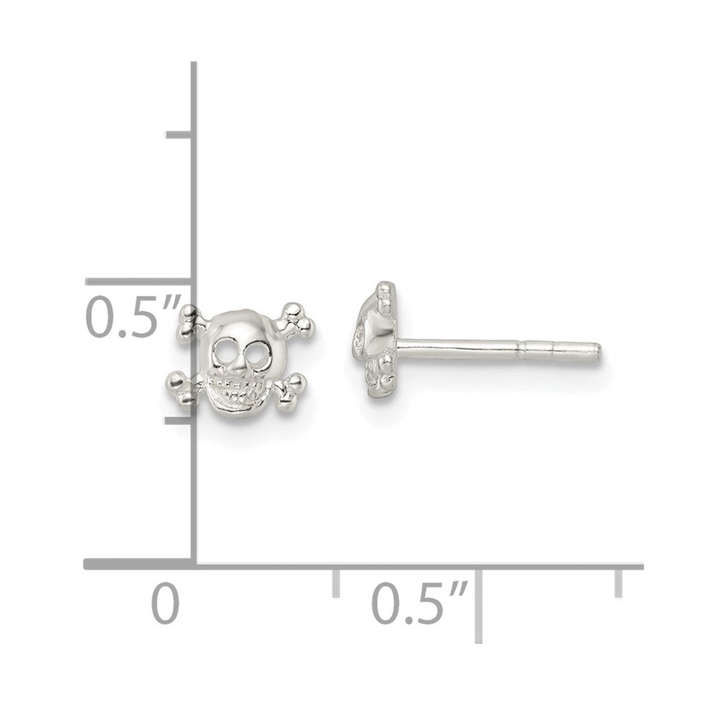 FJC Finejewelers 925 Sterling Silver Button Polished Skull and Crossbones Post Earrings 5 x 6 mm
