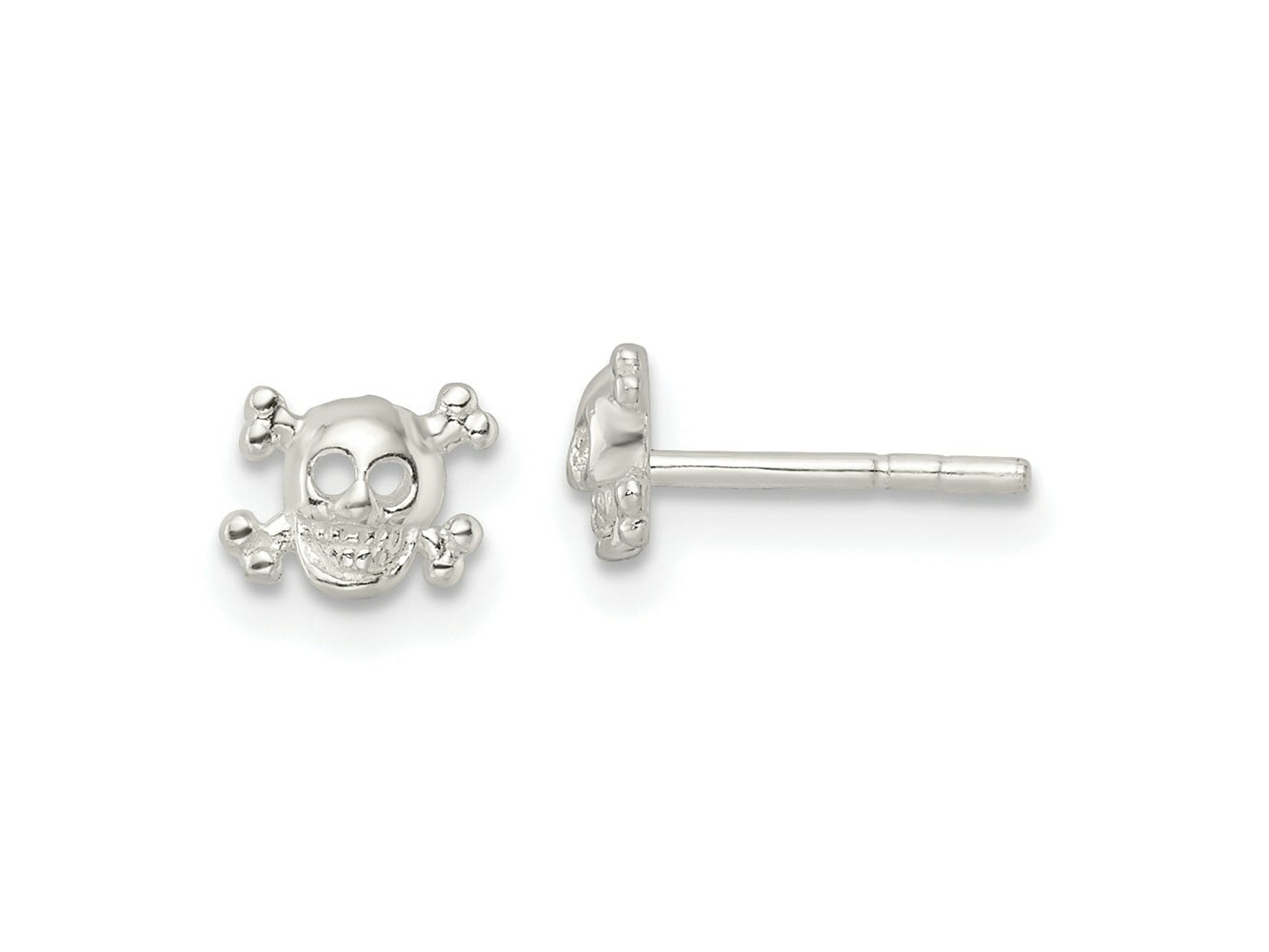 FJC Finejewelers 925 Sterling Silver Button Polished Skull and Crossbones Post Earrings 5 x 6 mm