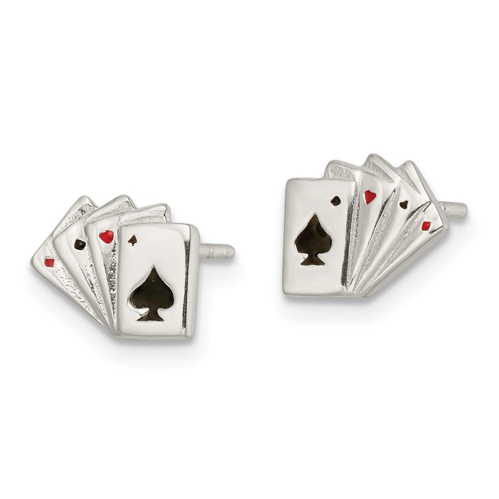 FJC Finejewelers 925 Sterling Silver Enameled Button Polished Playing Cards Post Earrings 7 x 9 mm