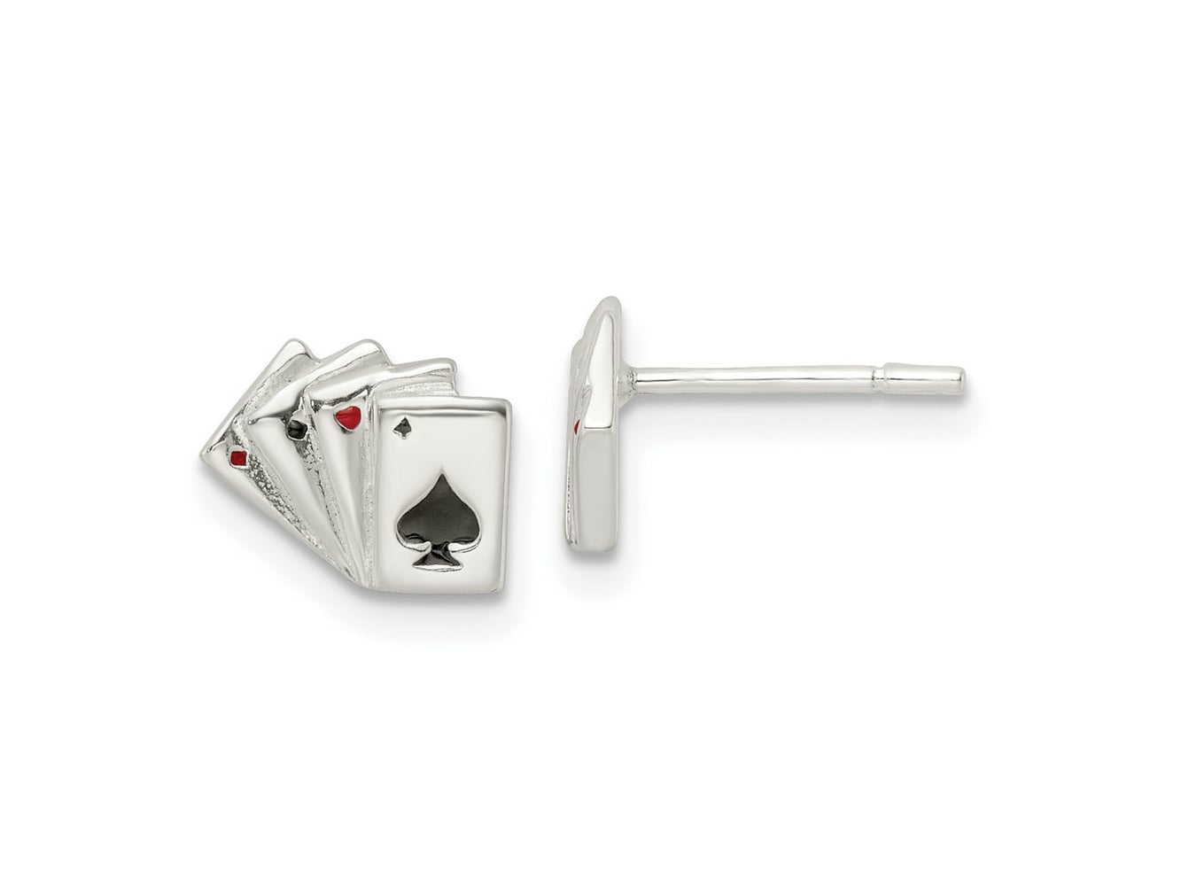 FJC Finejewelers 925 Sterling Silver Enameled Button Polished Playing Cards Post Earrings 7 x 9 mm