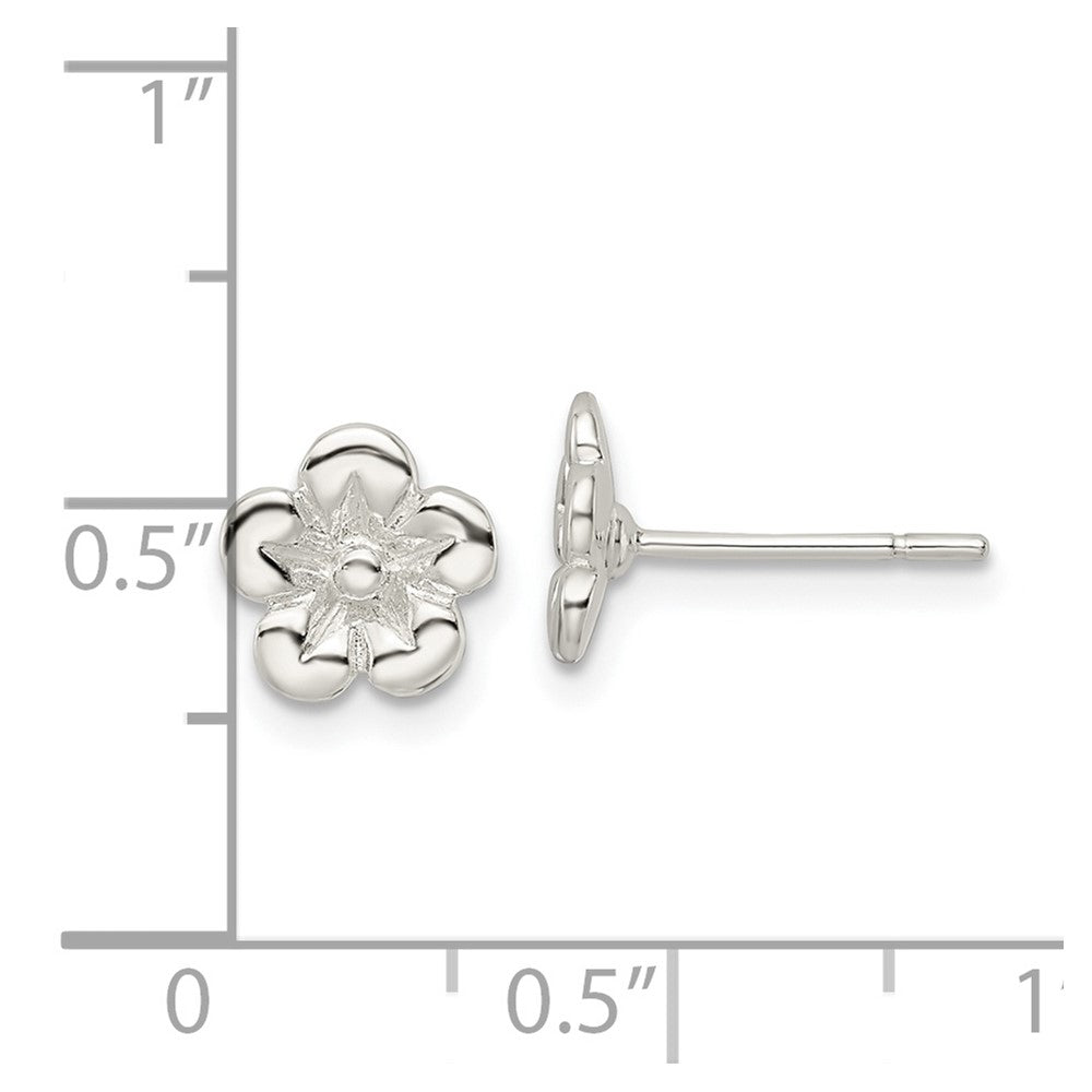 FJC Finejewelers 925 Sterling Silver Button Polished Flower Post Earrings 8 x 7 mm