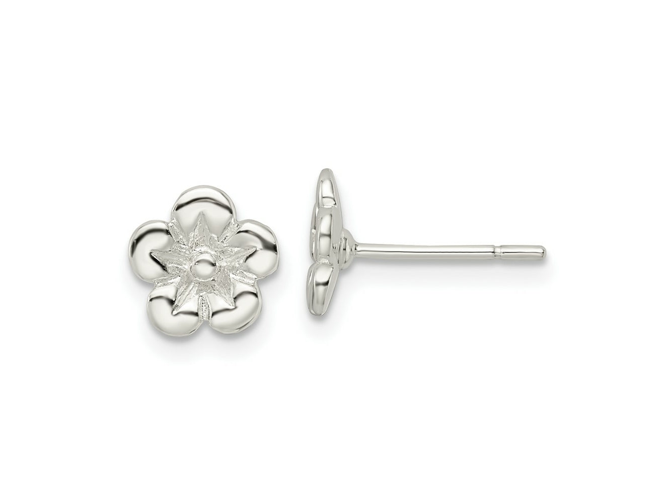 FJC Finejewelers 925 Sterling Silver Button Polished Flower Post Earrings 8 x 7 mm