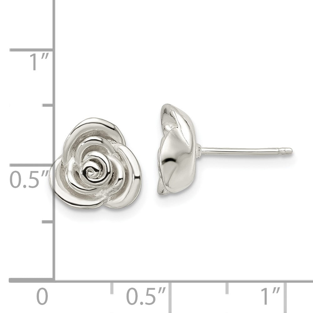 FJC Finejewelers 925 Sterling Silver Button Polished Rose Post Earrings 10 x 10 mm