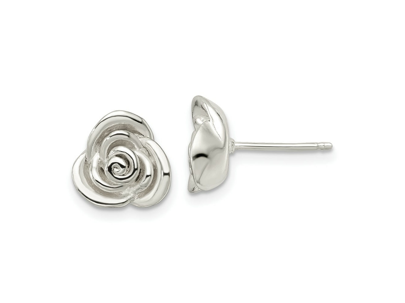 FJC Finejewelers 925 Sterling Silver Button Polished Rose Post Earrings 10 x 10 mm