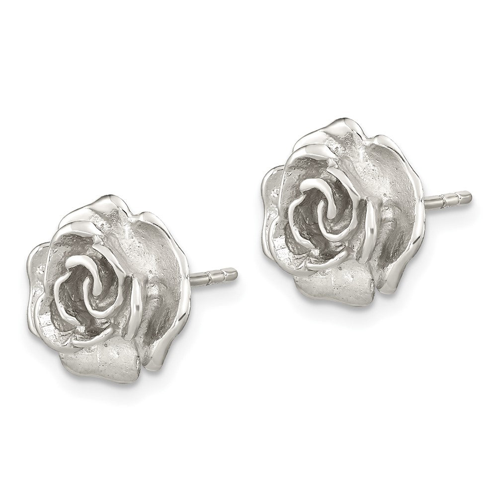 FJC Finejewelers 925 Sterling Silver Button Rhodium Plated Rose Post Earrings 12 x 12 mm