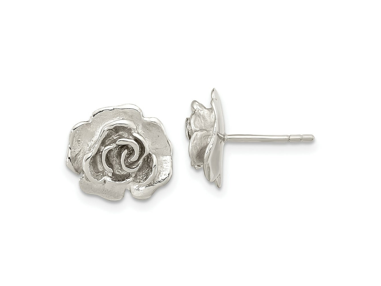 FJC Finejewelers 925 Sterling Silver Button Rhodium Plated Rose Post Earrings 12 x 12 mm