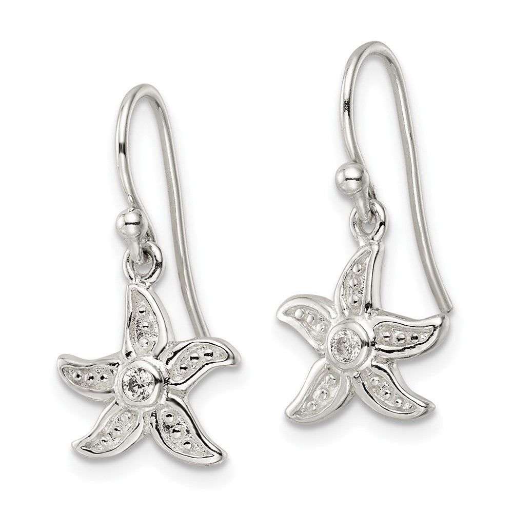 FJC Finejewelers 925 Sterling Silver Dangle Textured CZ Center Starfish Shepherd Hook Earrings 22 x 11 mm