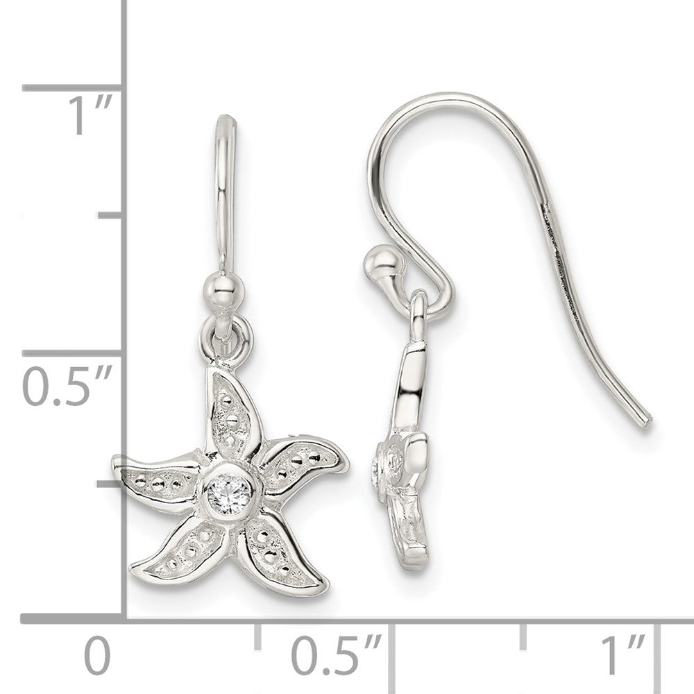 FJC Finejewelers 925 Sterling Silver Dangle Textured CZ Center Starfish Shepherd Hook Earrings 22 x 11 mm