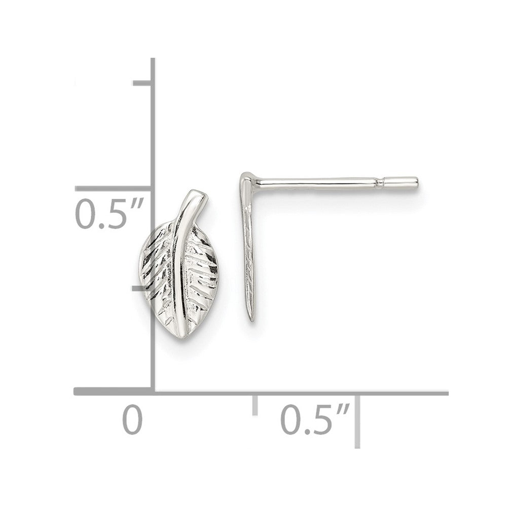 FJC Finejewelers 925 Sterling Silver Button Polished Tiny Leaf Post Earrings 9 x 4 mm
