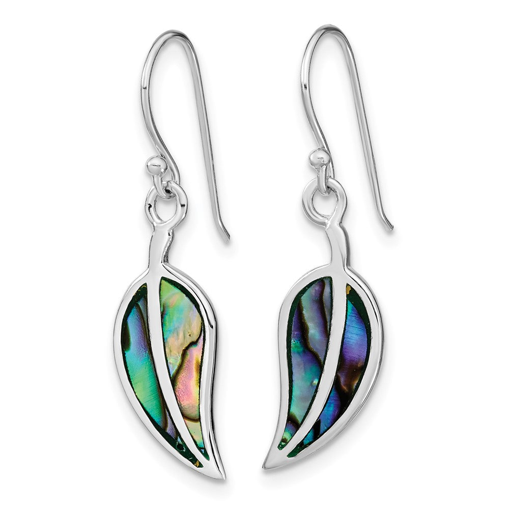 FJC Finejewelers 925 Sterling Silver Dangle Rhodium Plated Abalone Leaf Shephard Hook Earrings 31 x 8 mm