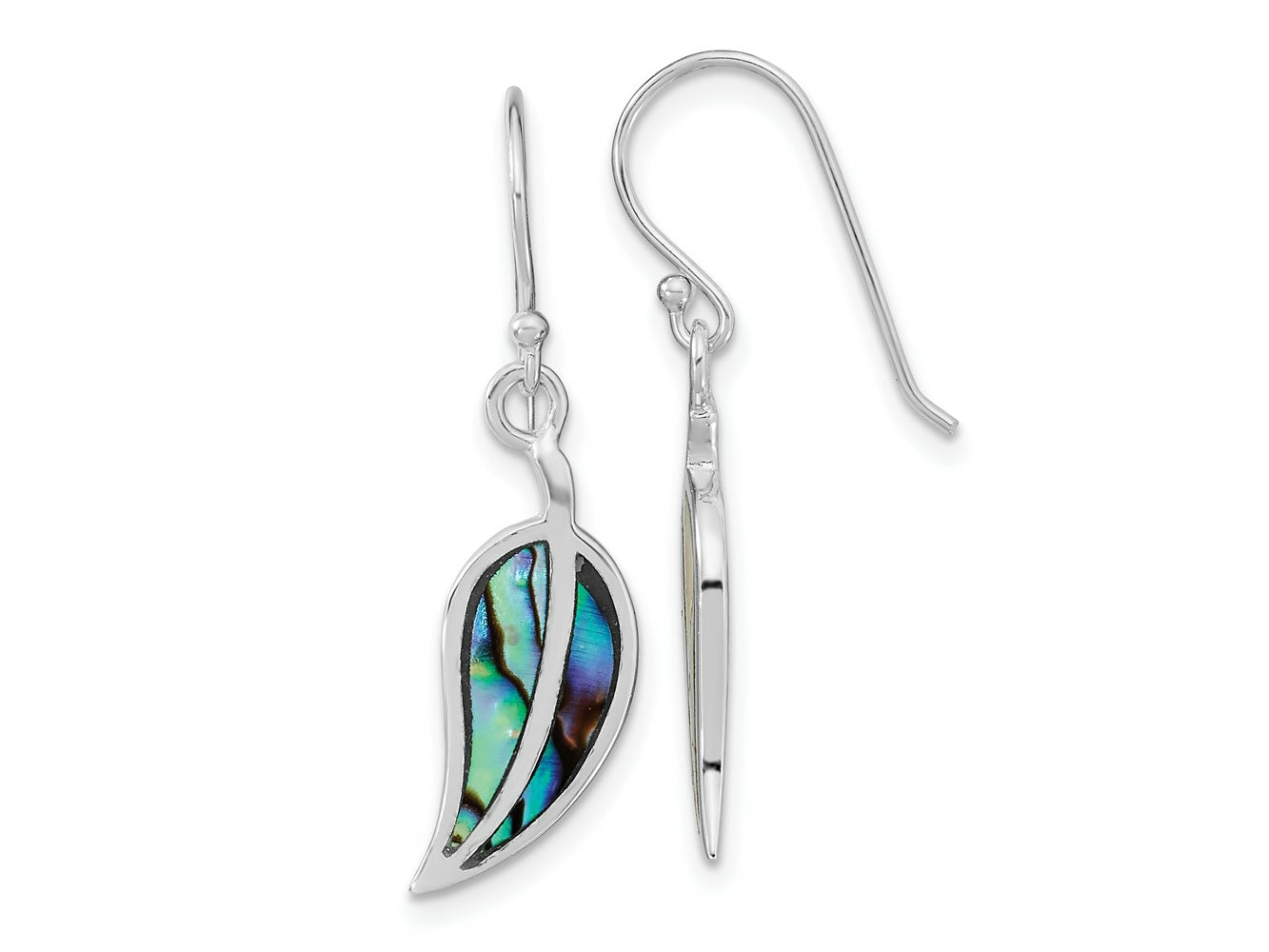 FJC Finejewelers 925 Sterling Silver Dangle Rhodium Plated Abalone Leaf Shephard Hook Earrings 31 x 8 mm
