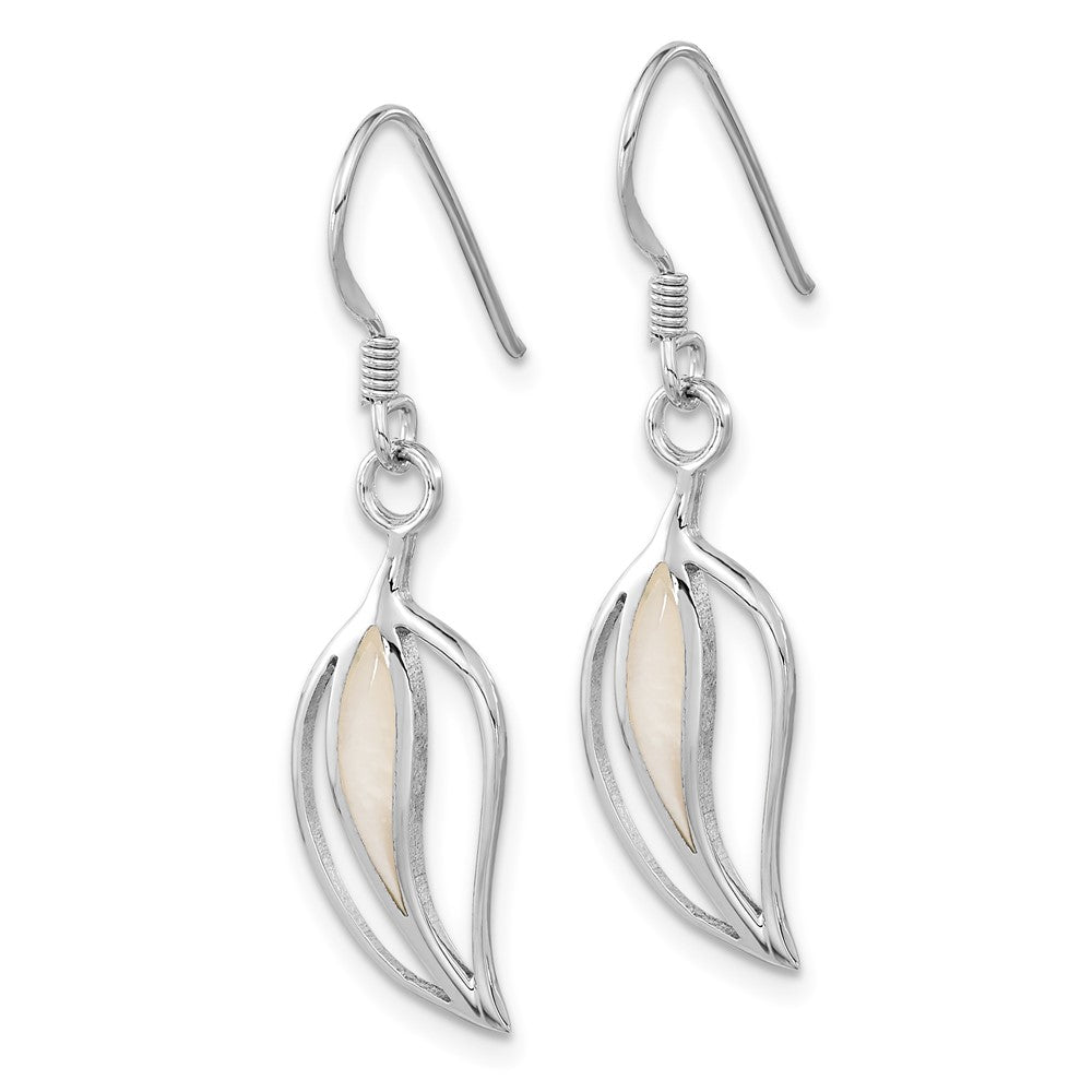 FJC Finejewelers 925 Sterling Silver Dangle  Polished MOP Leaf Shepherds Hook Earrings 35 x 8 mm