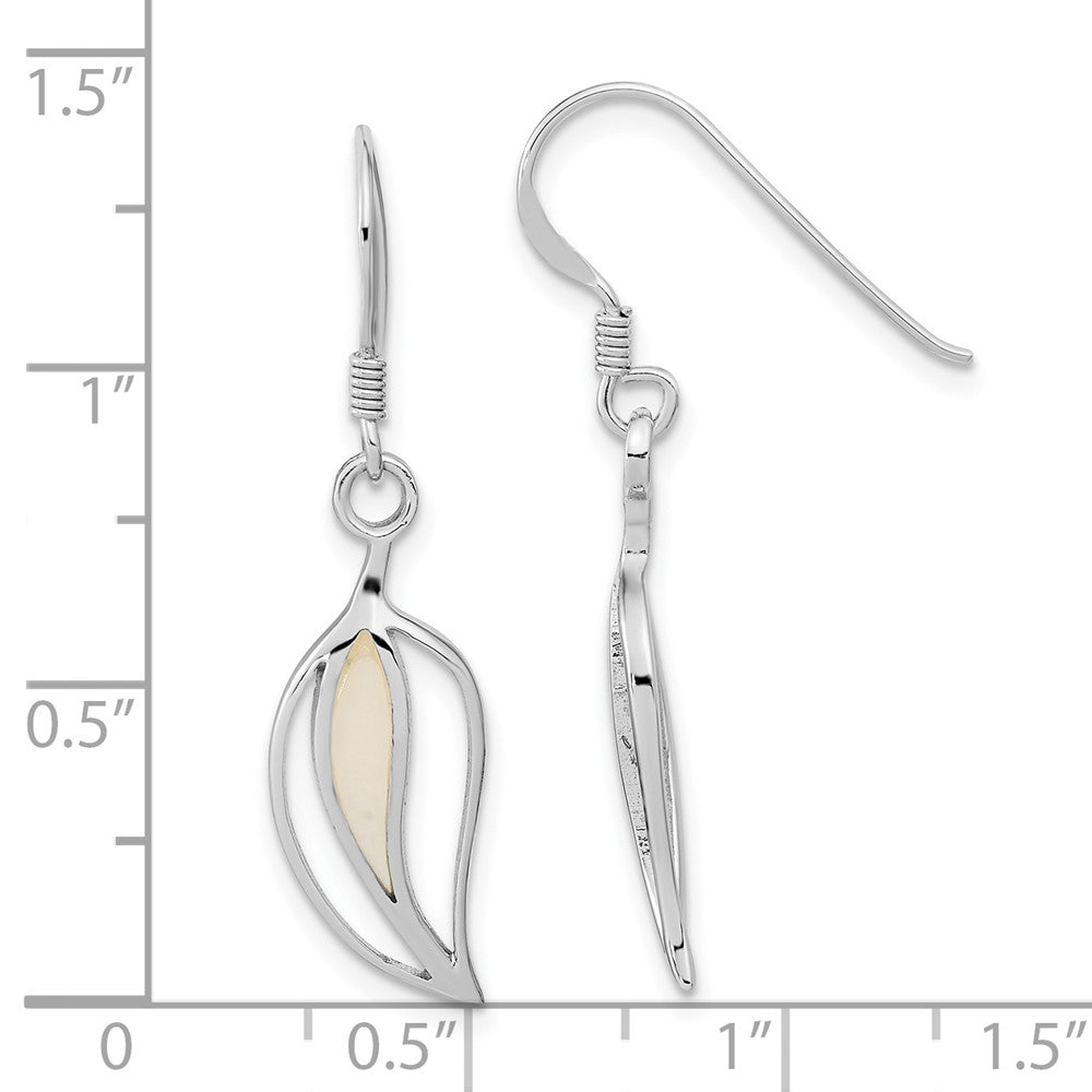 FJC Finejewelers 925 Sterling Silver Dangle  Polished MOP Leaf Shepherds Hook Earrings 35 x 8 mm